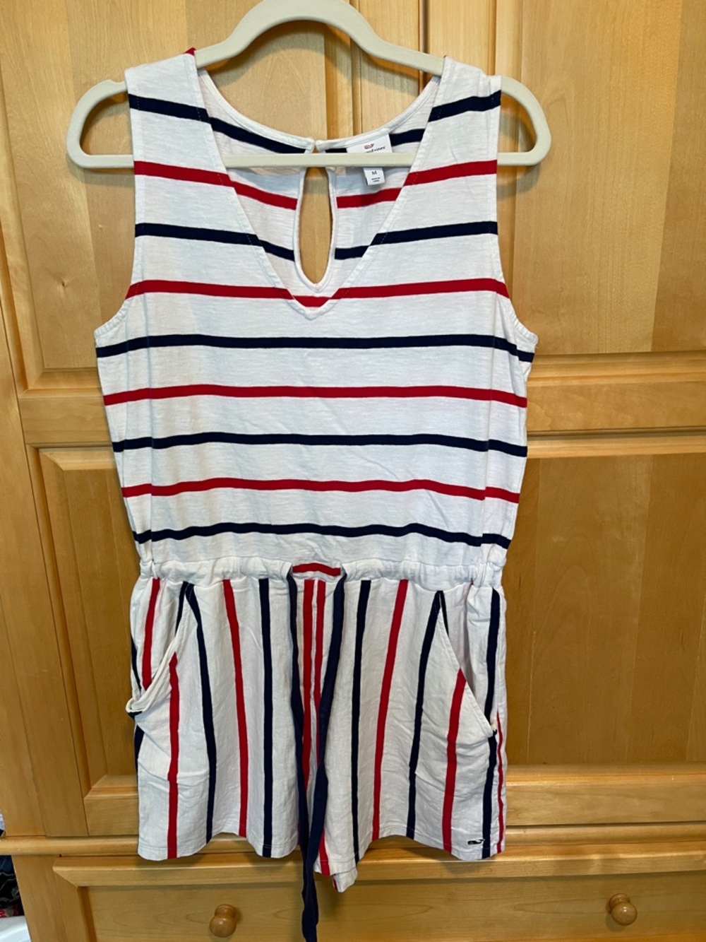Vineyard Vines Striped Red & Navy Sleeveless Romper